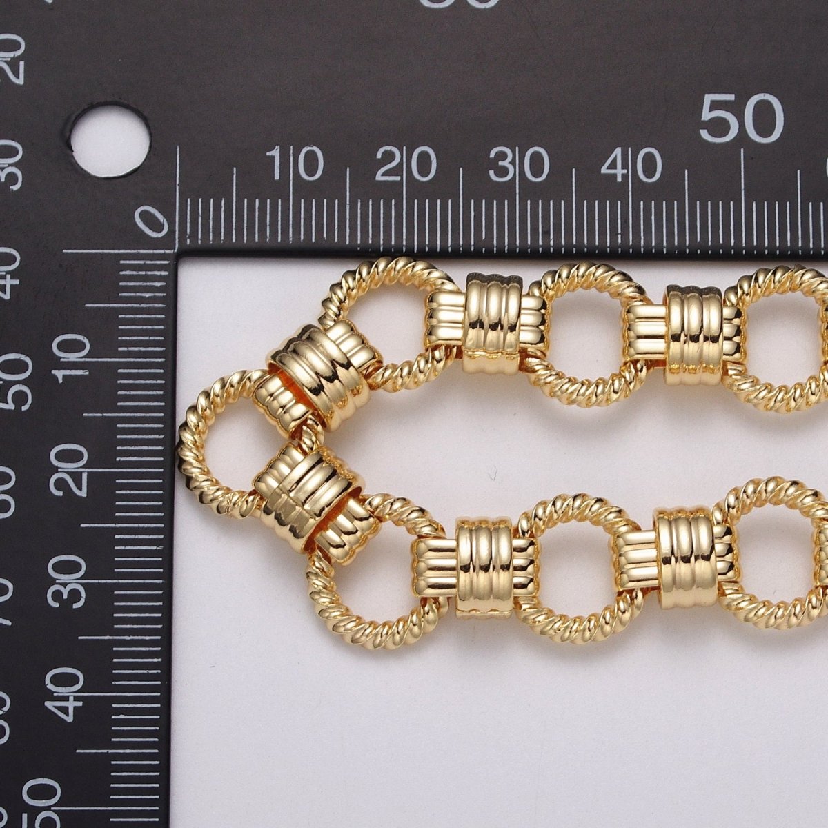 24k Gold Filled Designed Twisted Rolo Statement 13mm Unfinished Chain in Gold & Silver | ROLL-1121, ROLL-1191 Clearance Pricing - DLUXCA