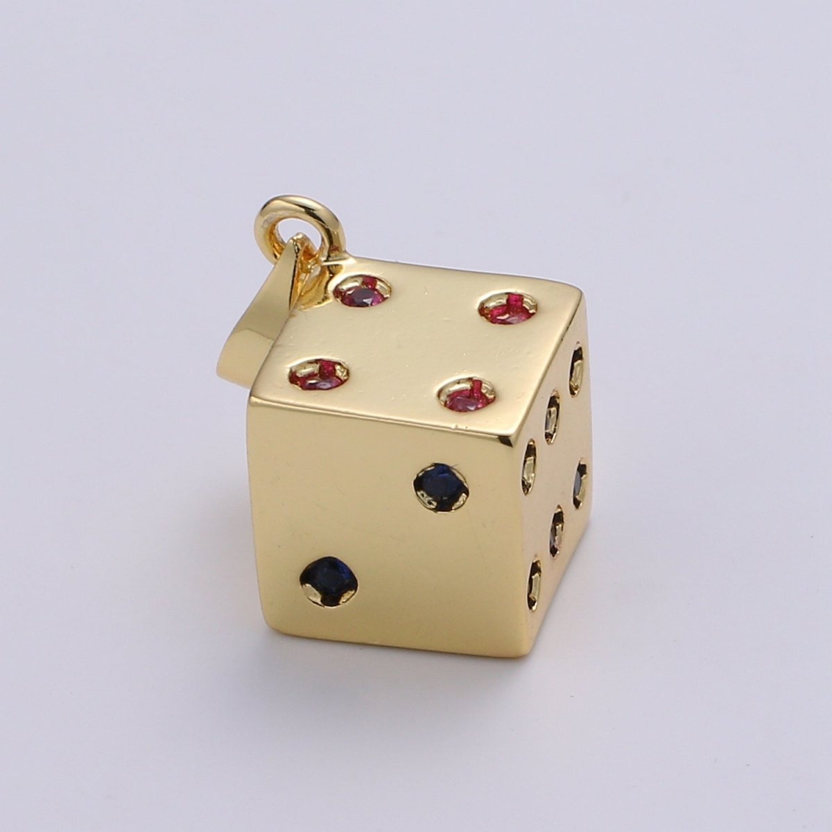 24K Gold Filled Dice, Dainty Dice, Gold Lucky Dice Charm Necklace Jewelry Craft Supply For Necklace Earring Bracelet Component | J249 - DLUXCA