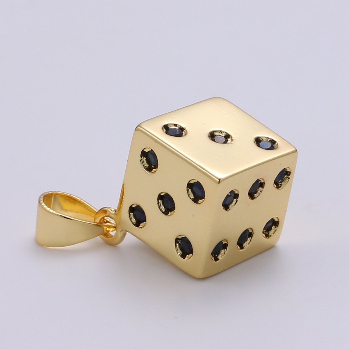 24K Gold Filled Dice, Dainty Dice, Gold Lucky Dice Charm Necklace Jewelry Craft Supply For Necklace Earring Bracelet Component | J249 - DLUXCA