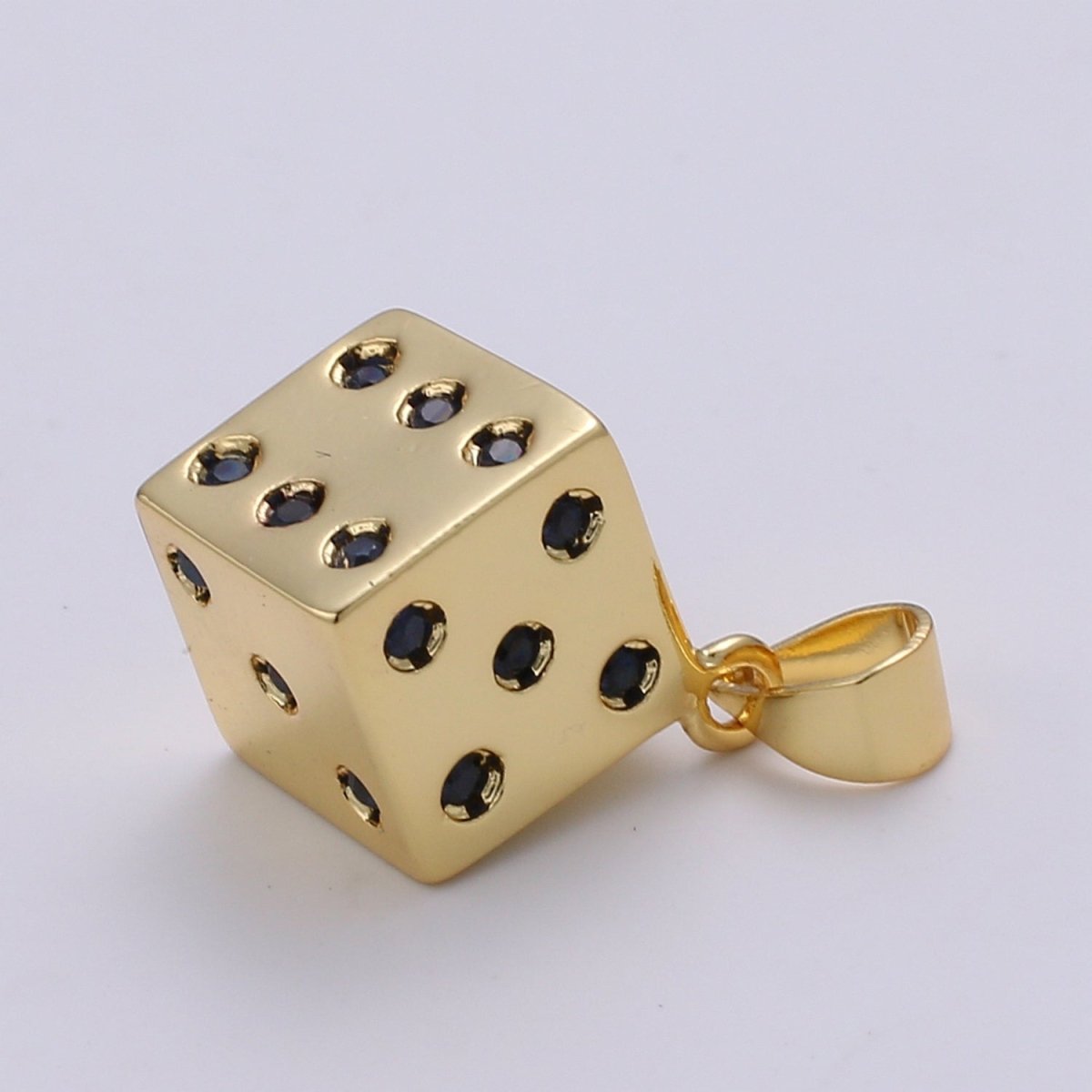 24K Gold Filled Dice, Dainty Dice, Gold Lucky Dice Charm Necklace Jewelry Craft Supply For Necklace Earring Bracelet Component | J249 - DLUXCA