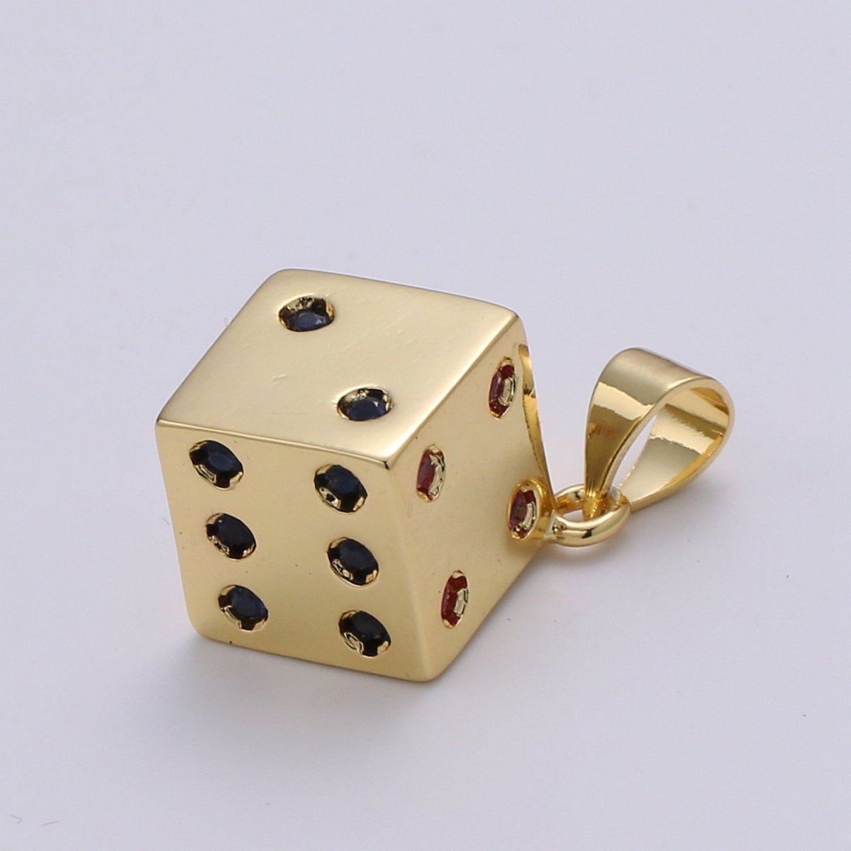 24K Gold Filled Dice, Dainty Dice, Gold Lucky Dice Charm Necklace Jewelry Craft Supply For Necklace Earring Bracelet Component | J249 - DLUXCA