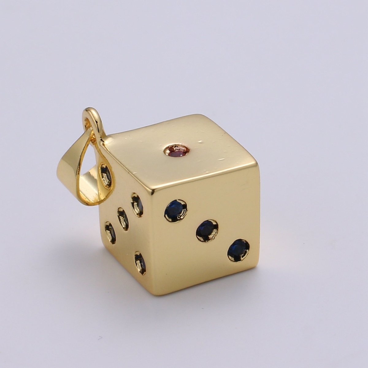 24K Gold Filled Dice, Dainty Dice, Gold Lucky Dice Charm Necklace Jewelry Craft Supply For Necklace Earring Bracelet Component | J249 - DLUXCA