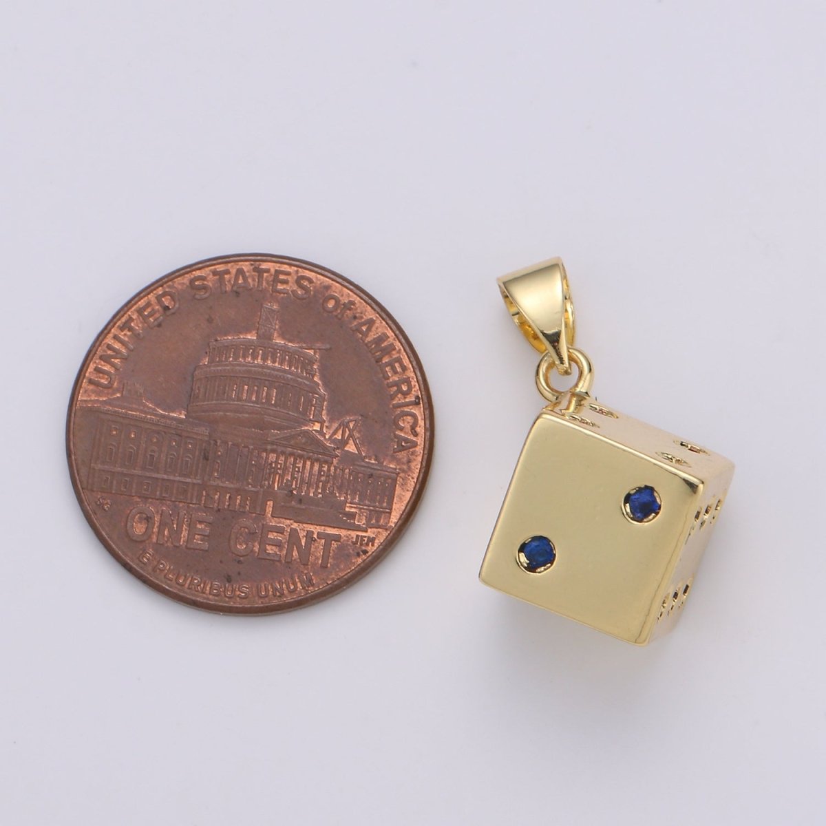 24K Gold Filled Dice, Dainty Dice, Gold Lucky Dice Charm Necklace Jewelry Craft Supply For Necklace Earring Bracelet Component | J249 - DLUXCA