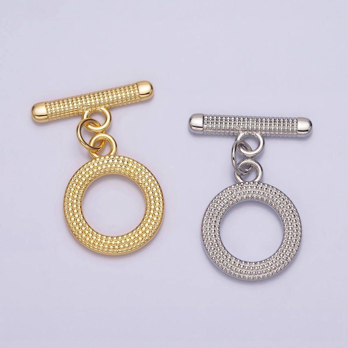 24K Gold Filled Dotted OT Toggle Clasps Closure Jewelry Supply in Gold & Silver | Z-437 Z-438 - DLUXCA