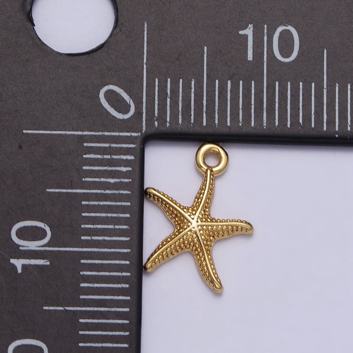 24K Gold Filled Dotted Starfish Sea Ocean Creature Charm in Gold & Silver | AC337 AC338 - DLUXCA