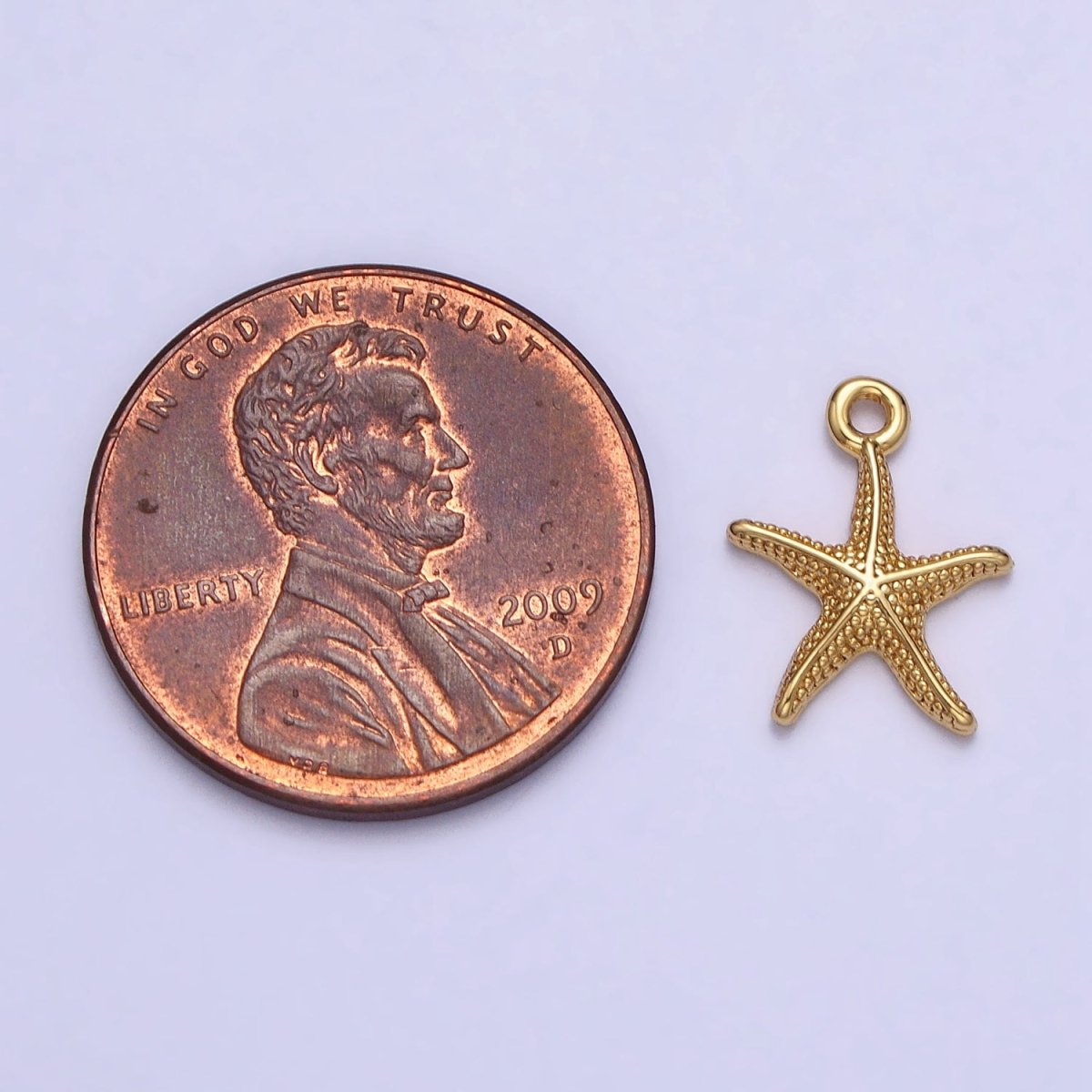 24K Gold Filled Dotted Starfish Sea Ocean Creature Charm in Gold & Silver | AC337 AC338 - DLUXCA