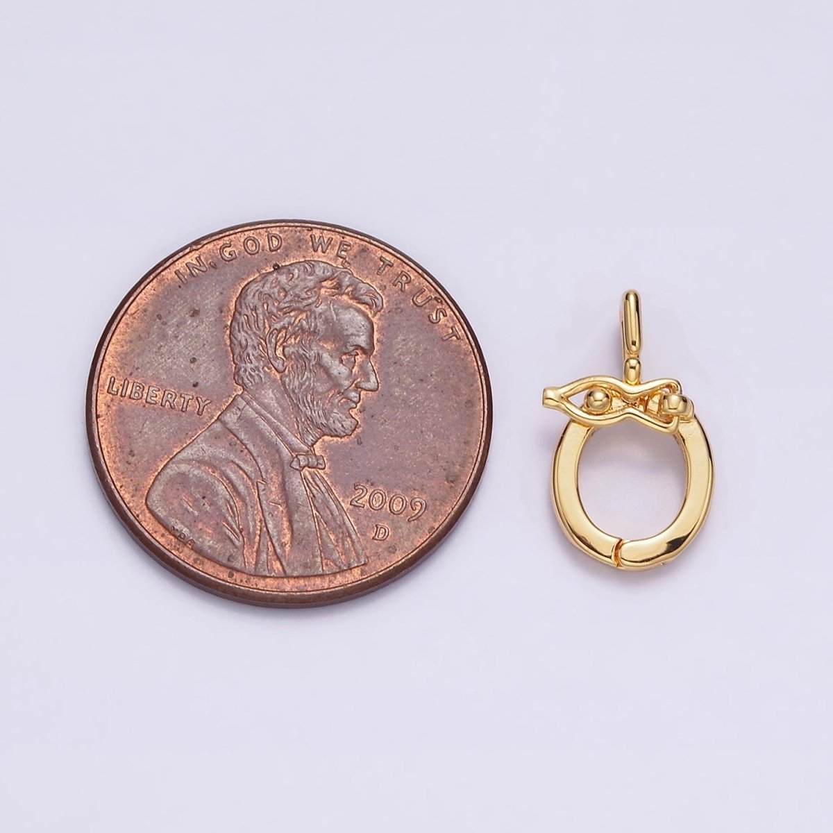 24K Gold Filled Double Bead Snap Open Loop Interchangeable Charm Holder | Z-444 - DLUXCA