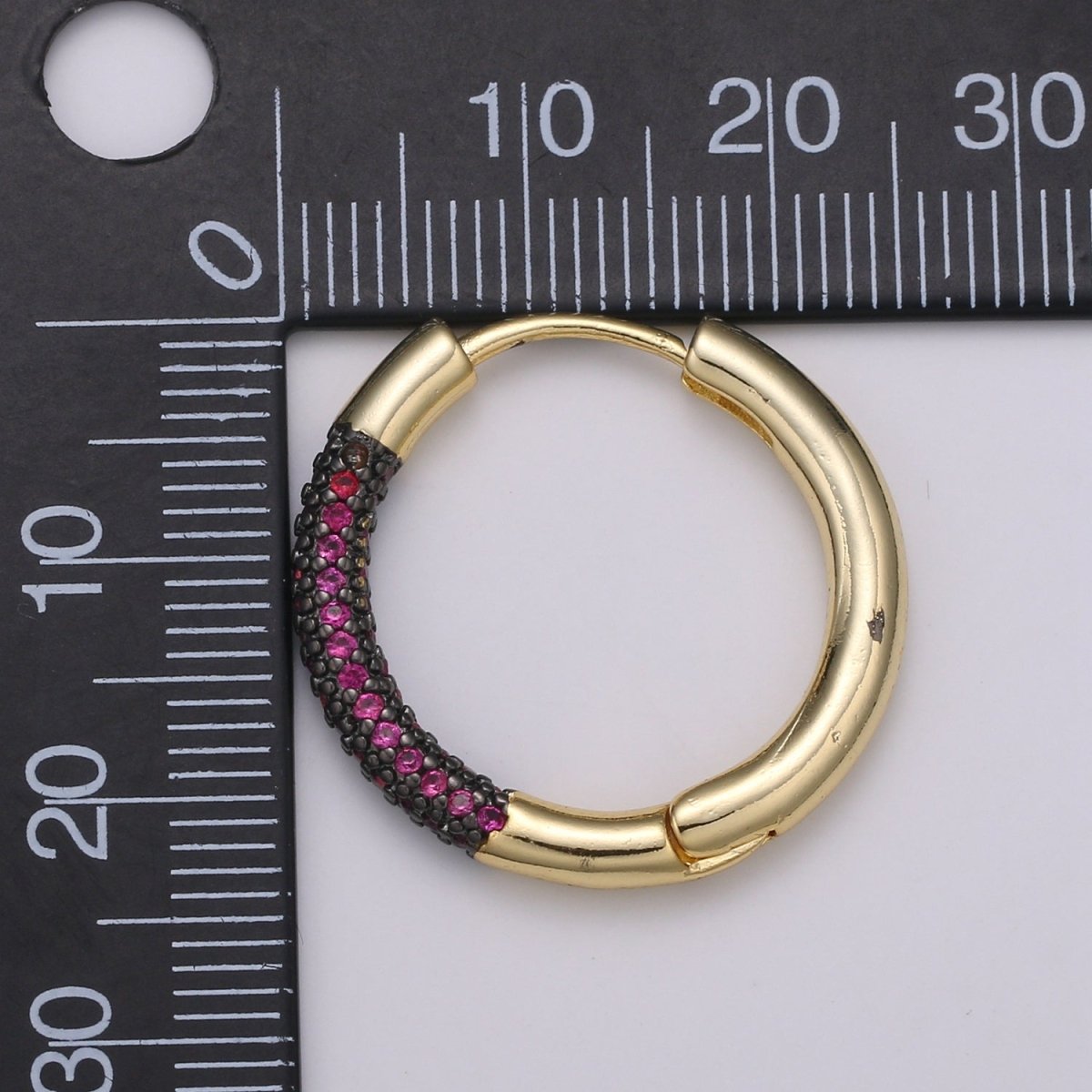 24k Gold Filled Earring Colorful CZ Pave Gold Hoop Earring, Blue, Clear, Green, Purple Hoop Earring for Everyday Wear Q-396 - Q-403 - DLUXCA