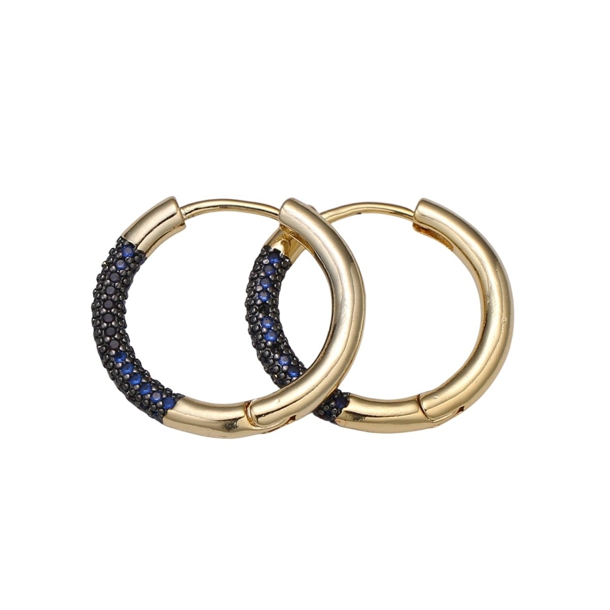 24k Gold Filled Earring Colorful CZ Pave Gold Hoop Earring, Blue, Clear, Green, Purple Hoop Earring for Everyday Wear Q-396 - Q-403 - DLUXCA