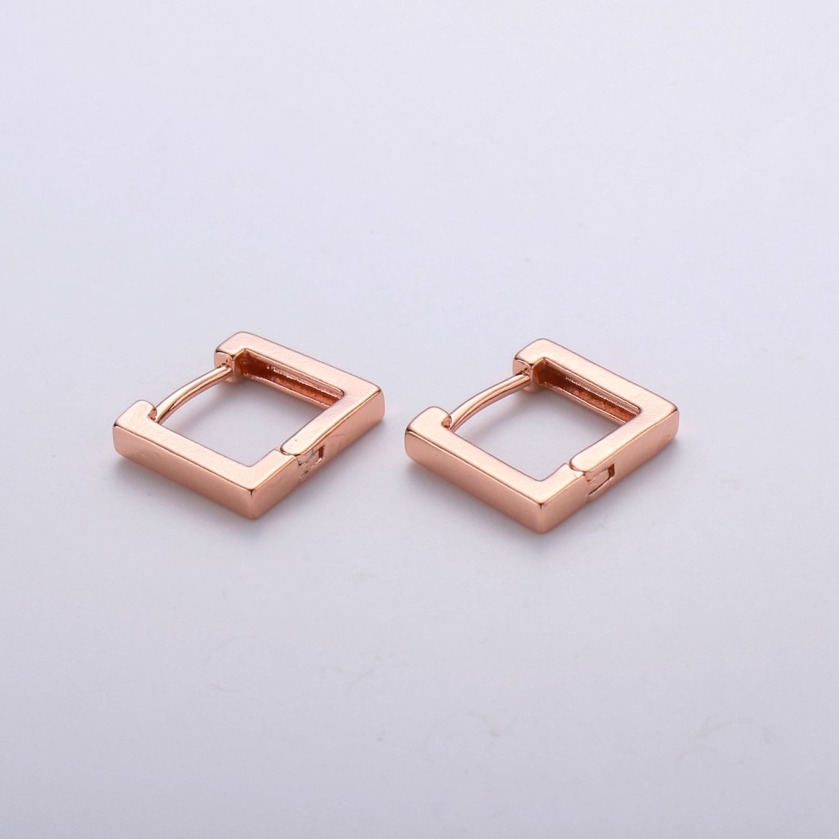 24k Gold Filled Earrings, Square Huggie Earring, Square Earrings, DIY Earrings, Everyday Wear Earrings, Rosegold Earring L-924 - DLUXCA