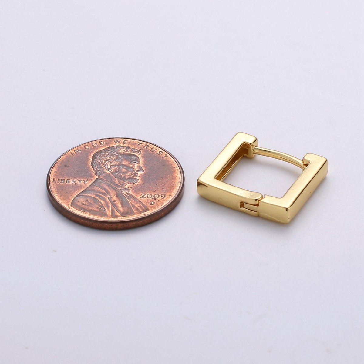 24k Gold Filled Earrings, Square Huggie Earring, Square Earrings, DIY Earrings, Everyday Wear Earrings, Rosegold Earring L-924 - DLUXCA