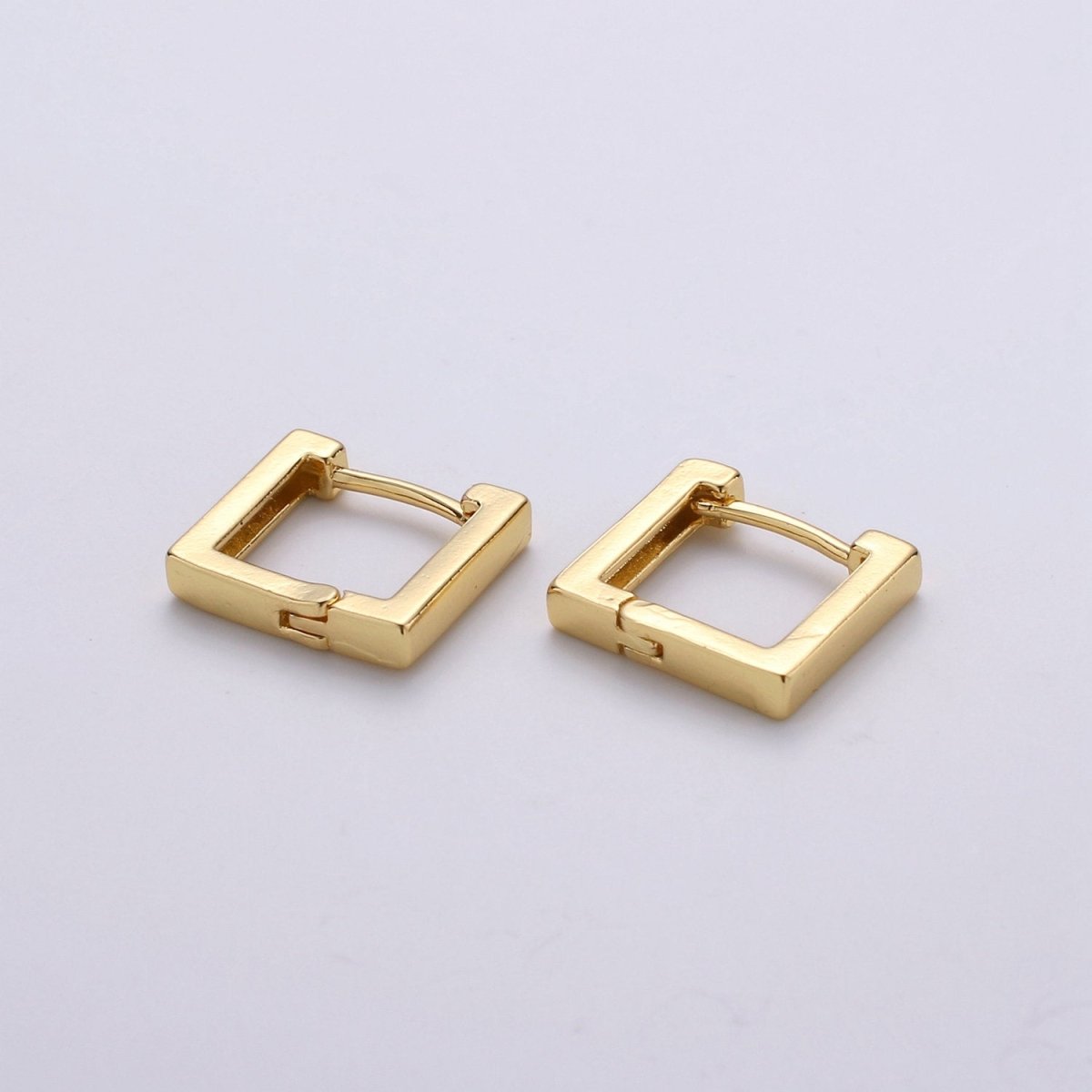 24k Gold Filled Earrings, Square Huggie Earring, Square Earrings, DIY Earrings, Everyday Wear Earrings, Rosegold Earring L-924 - DLUXCA