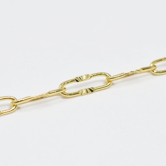 24K Gold Filled Embossed UNIQUE PAPERCLIP Chain by Yard, Fashion Roll Chain for Jewelry Necklace Bracelet Anklet Making | ROLL-424 Clearance Pricing - DLUXCA