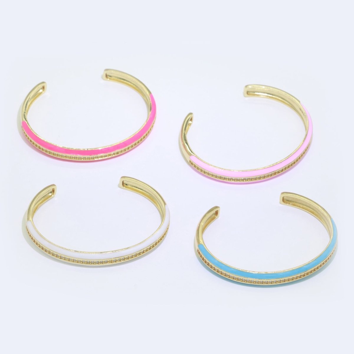24K Gold Filled Enamel Cuff Bracelet Wholesale Fashion Jewelry | WA-073 to WA-082 Clearance Pricing - DLUXCA