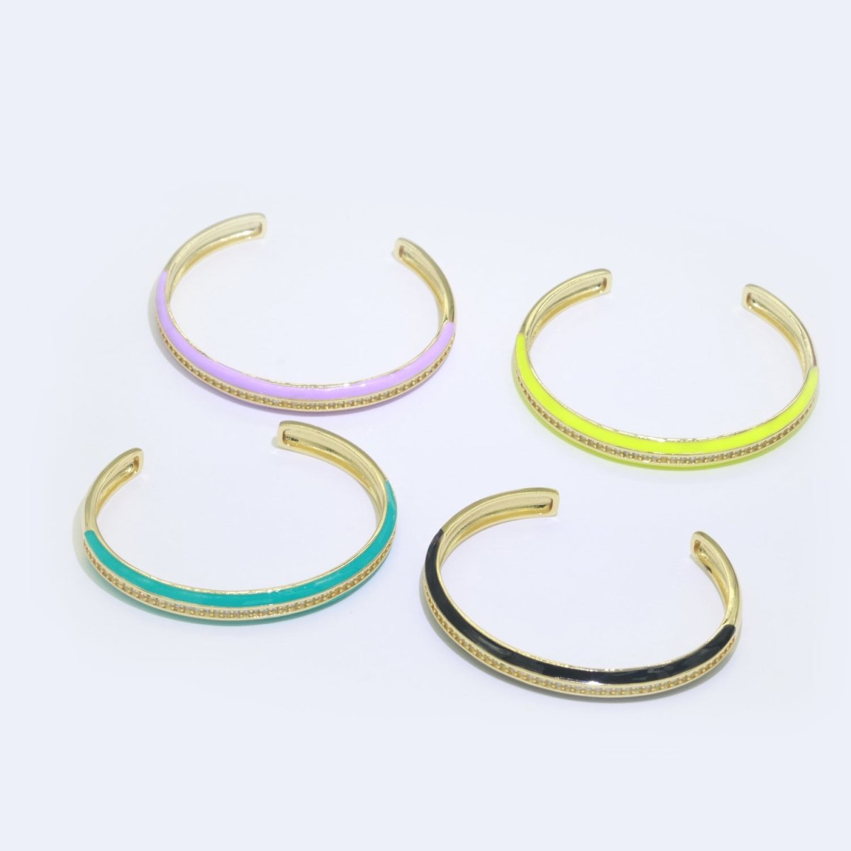 24K Gold Filled Enamel Cuff Bracelet Wholesale Fashion Jewelry | WA-073 to WA-082 Clearance Pricing - DLUXCA