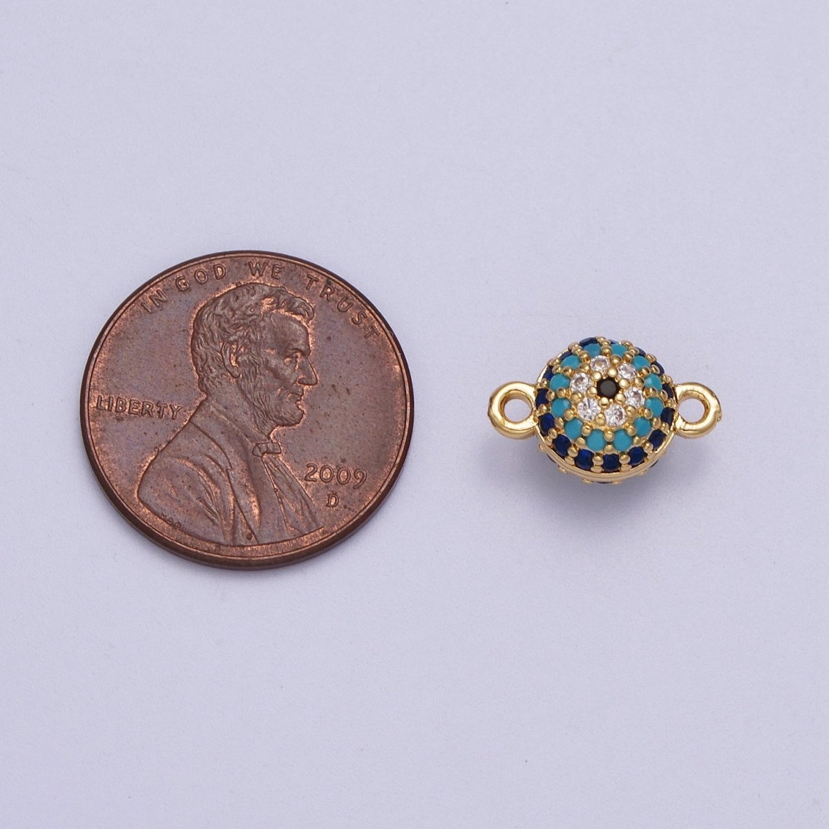 24K Gold Filled Evil Eye Ball Micro Paved CZ Connector | Y-659 - DLUXCA