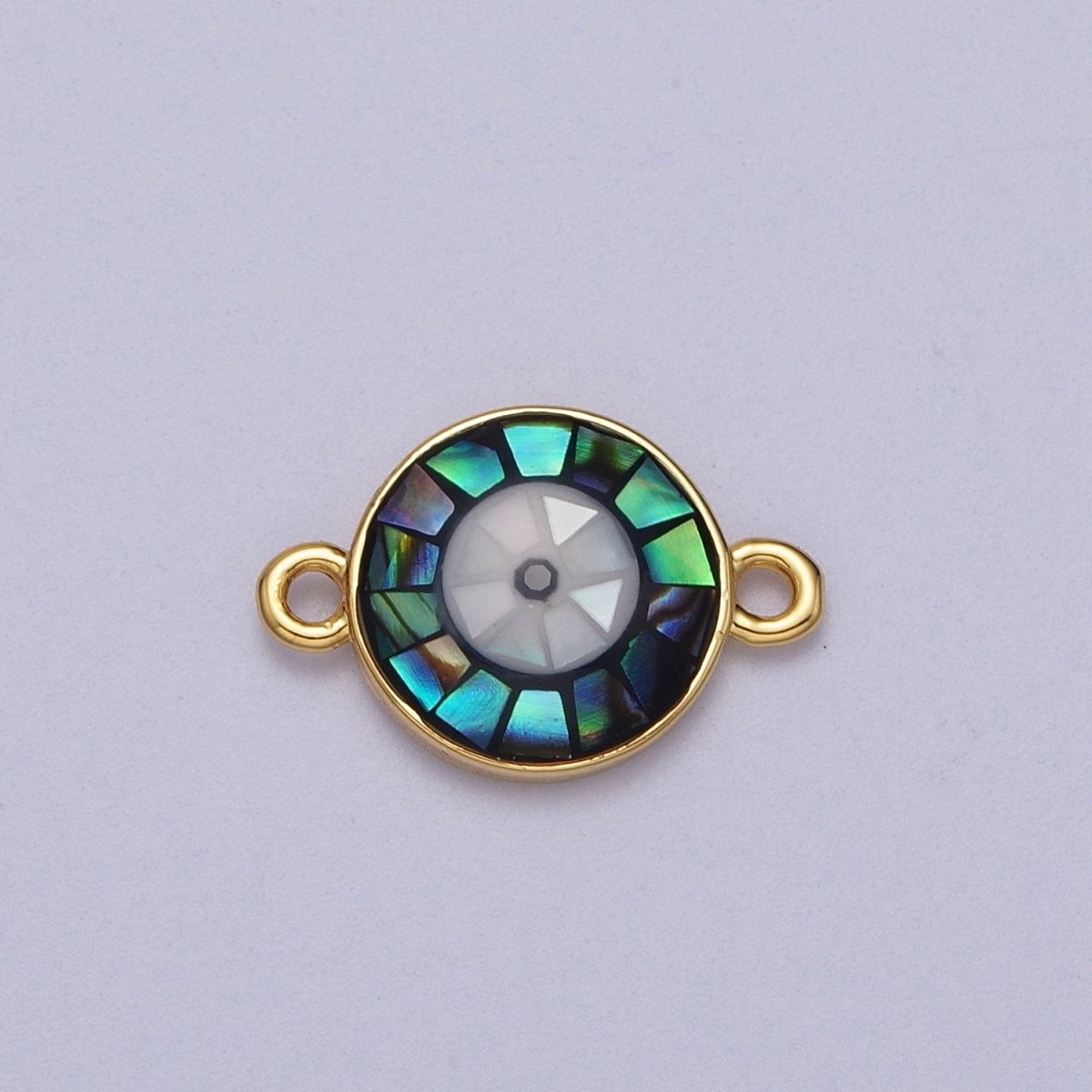 24K Gold Filled Evil Eye of Ra White, Black Shell Opal Link Connector | Y-666 Y-667 - DLUXCA