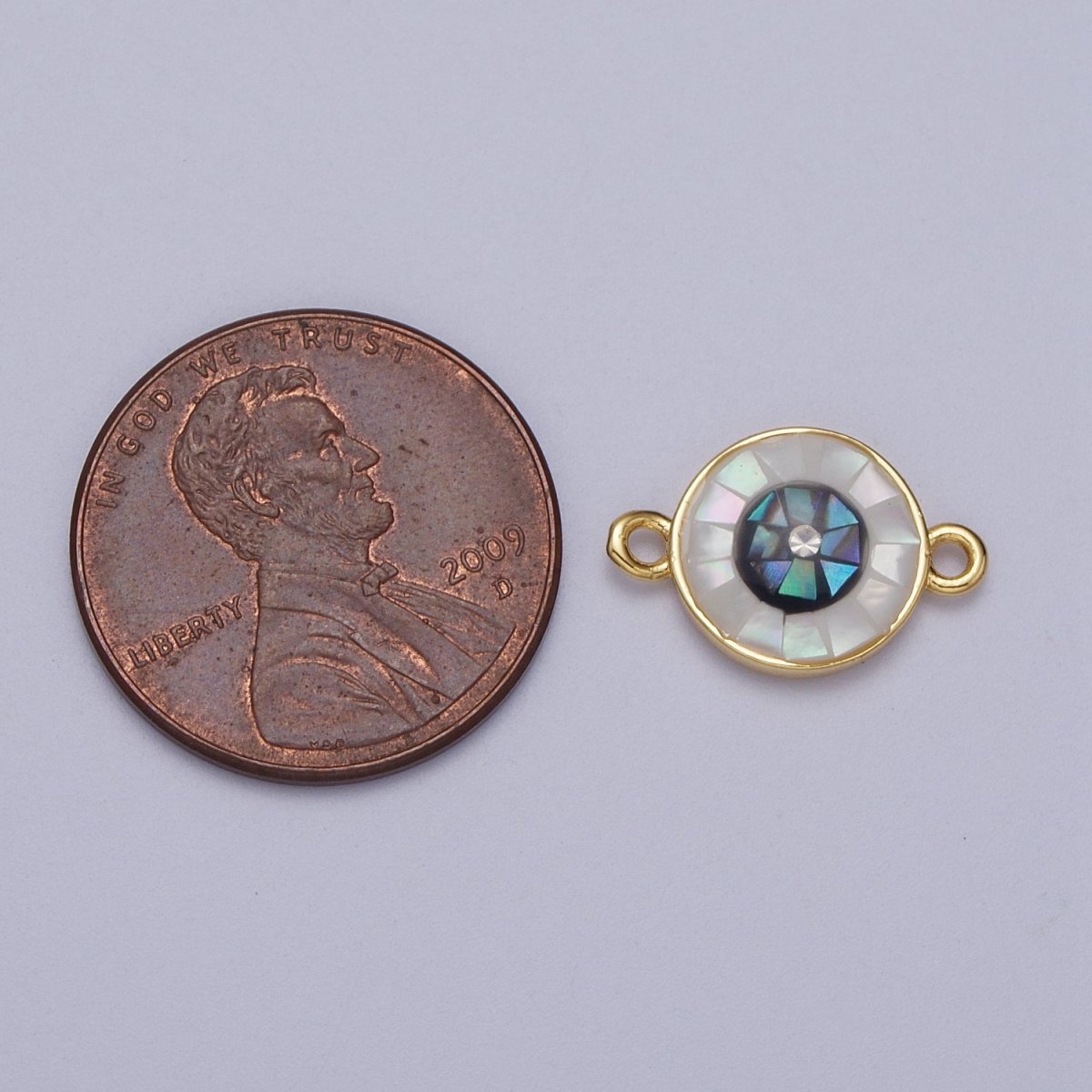 24K Gold Filled Evil Eye of Ra White, Black Shell Opal Link Connector | Y-666 Y-667 - DLUXCA