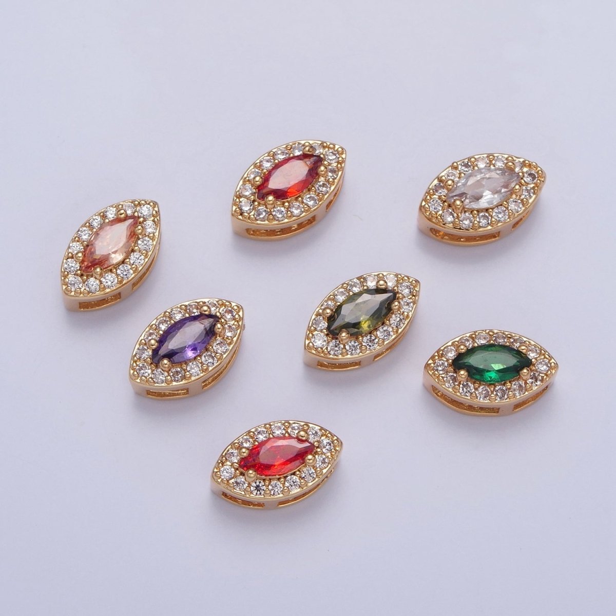 24K Gold Filled Evil Eye Spacer Bead, CZ Micro Pave Amulet Charm Bracelet Necklace Supply For DIY Jewelry Making B-446 B-447 B-449 B-451 B-456 B-572 W-781 - DLUXCA