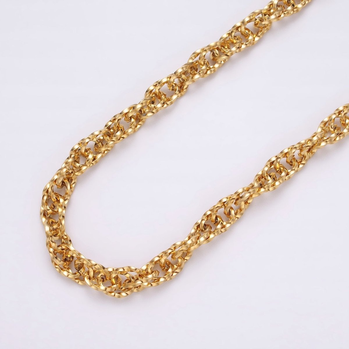 24K Gold Filled Faceted Double PRINCE OF WALES style Chain Link Chunky 24k Gold Filled 6.1mm Unique Cable Chain Link Unfinished Yard Chain in Gold & Silver | ROLL-1307 ROLL-1308 Clearance Pricing - DLUXCA
