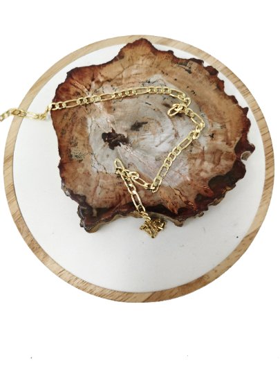 24K Gold Filled FIGARO Chain, 3.5mm Wide Figaro Link Chain Flat Figaro Chain, Jewelry Chain Sold by the Yard for Necklace Bracelet Anklet Supply | ROLL-102 Clearance Pricing - DLUXCA