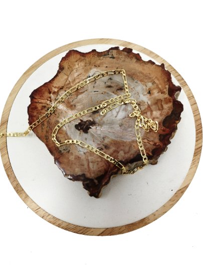 24K Gold Filled FIGARO Chain, 3mm Gold Simple Figaro Chain, Gold Dainty Chain Bulk Supply Jewelry Chain by Yard For Necklace Anklet | ROLL-086 Clearance Pricing - DLUXCA