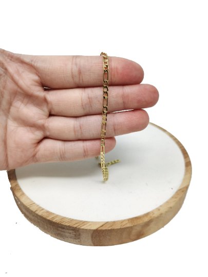 24K Gold Filled FIGARO Chain, 3mm Gold Simple Figaro Chain, Gold Dainty Chain Bulk Supply Jewelry Chain by Yard For Necklace Anklet | ROLL-086 Clearance Pricing - DLUXCA