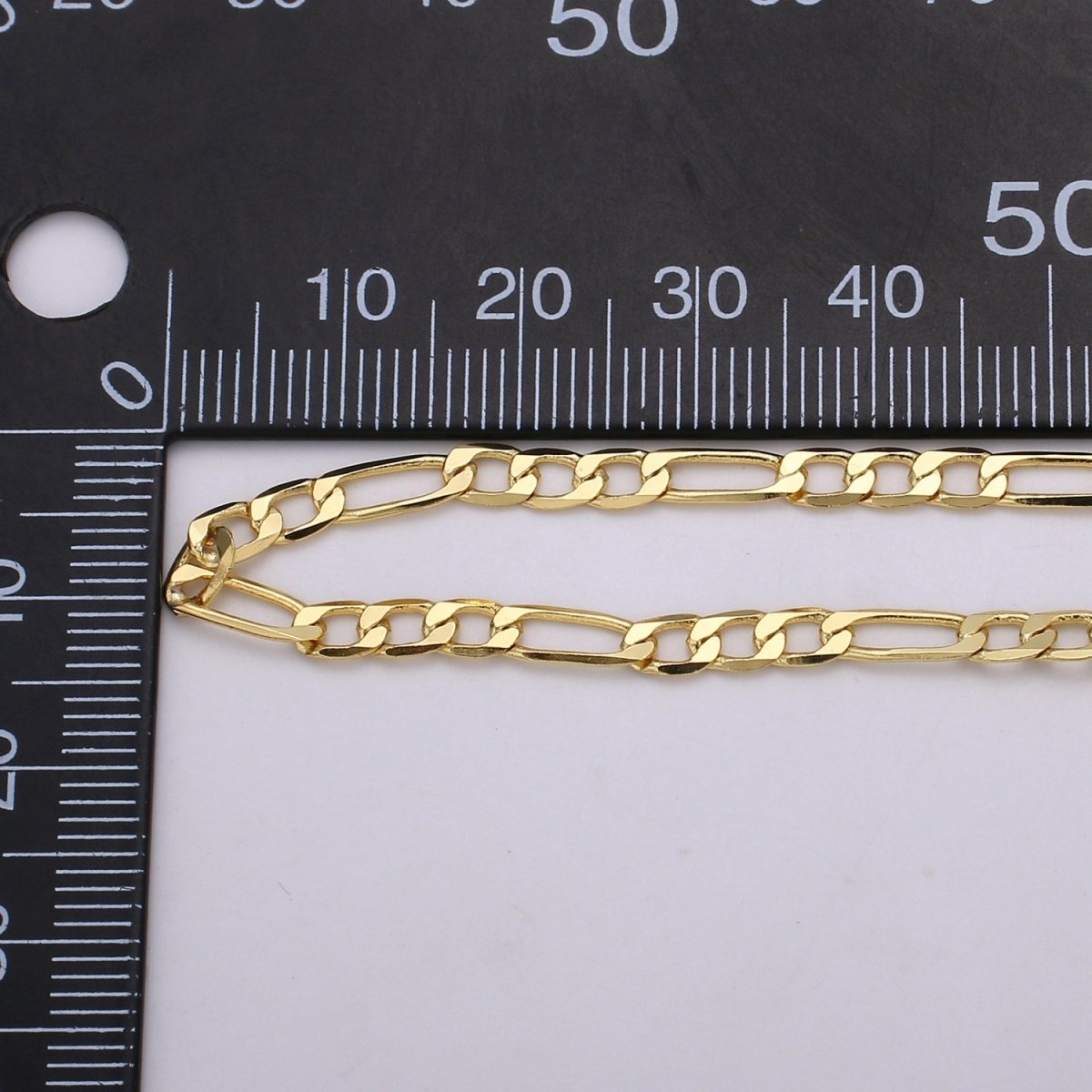 24K Gold Filled Figaro Chain By Yard, 3.8mm Wide Figaro Curb Linked Chain by Yard, Wholesale Roll Chain, For DIY Craft | ROLL-360 Clearance Pricing - DLUXCA