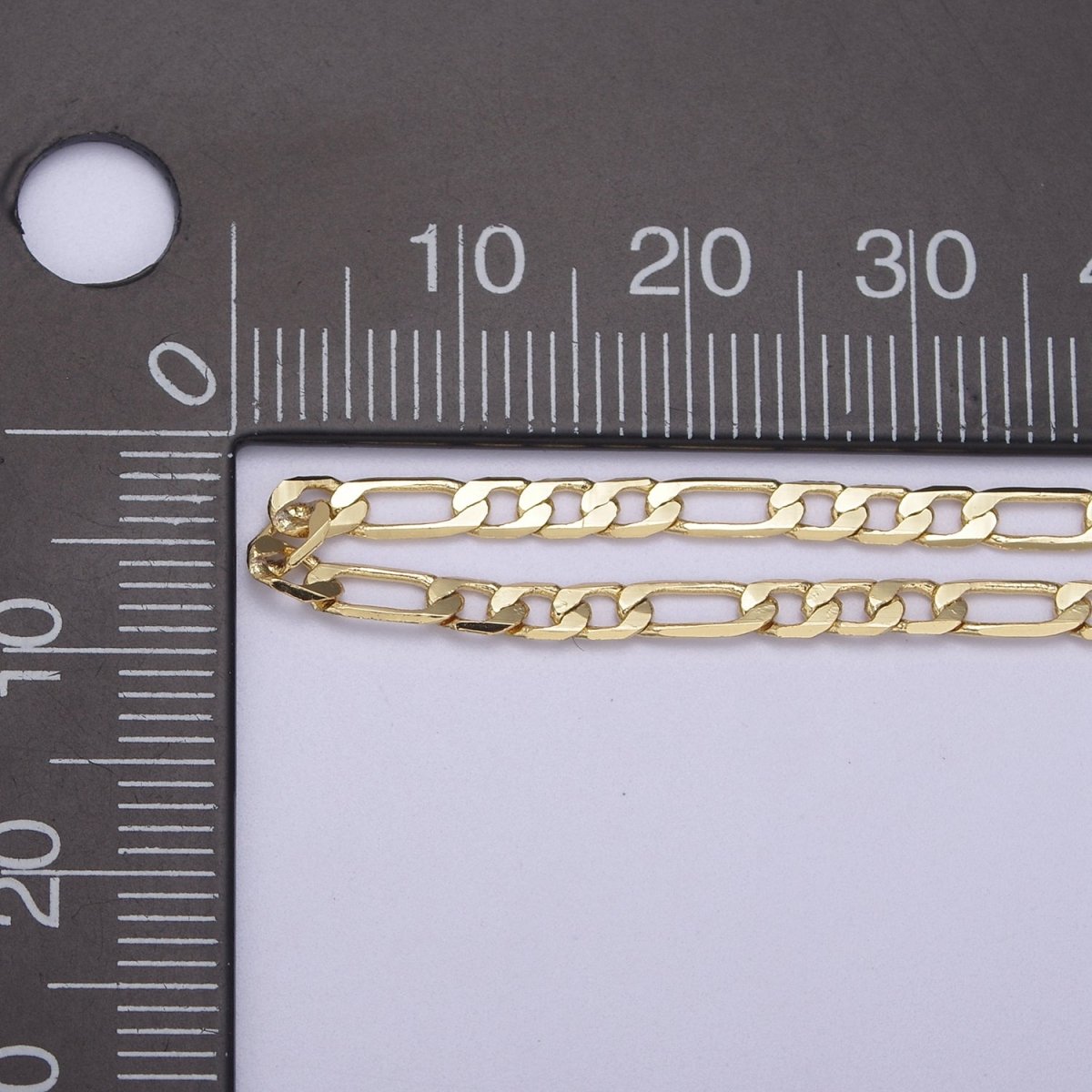 24K Gold Filled Figaro Chain, Dainty 2.5mm Flat Figaro Unfinished Chain For Jewelry Making | ROLL-674, ROLL-675 Clearance Pricing - DLUXCA