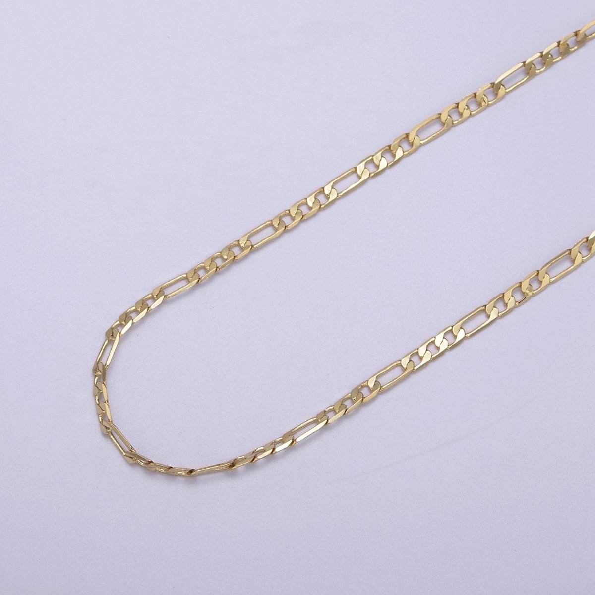 24K Gold Filled Figaro Chain, Dainty 2.5mm Flat Figaro Unfinished Chain For Jewelry Making | ROLL-674, ROLL-675 Clearance Pricing - DLUXCA