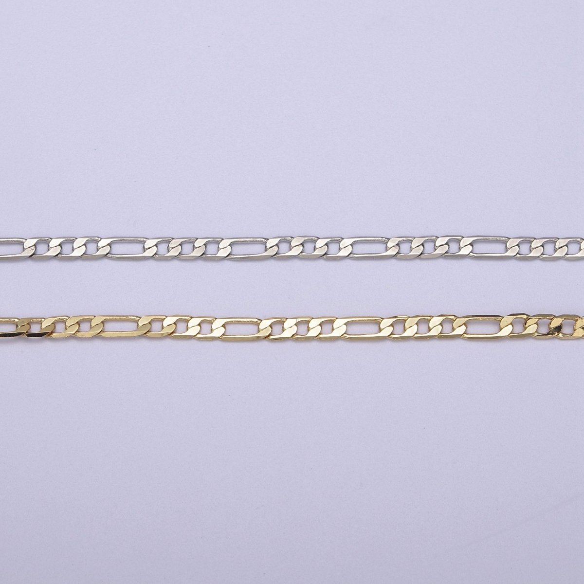 24K Gold Filled Figaro Chain, Dainty 2.5mm Flat Figaro Unfinished Chain For Jewelry Making | ROLL-674, ROLL-675 Clearance Pricing - DLUXCA