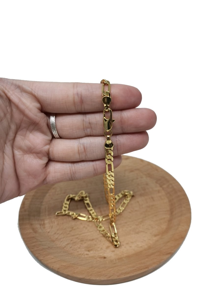 24K Gold Filled Figaro Chain Necklace, 17.8 inch Figaro Finished Necklace For Jewelry Making, 6mm Figaro Necklace w/ Lobster Clasps | CN-951 Clearance Pricing - DLUXCA