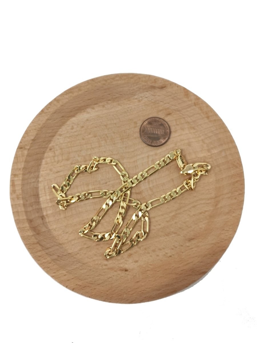 24K Gold Filled Figaro Chain Necklace, 17.8 inch Figaro Finished Necklace For Jewelry Making, 6mm Figaro Necklace w/ Lobster Clasps | CN-951 Clearance Pricing - DLUXCA