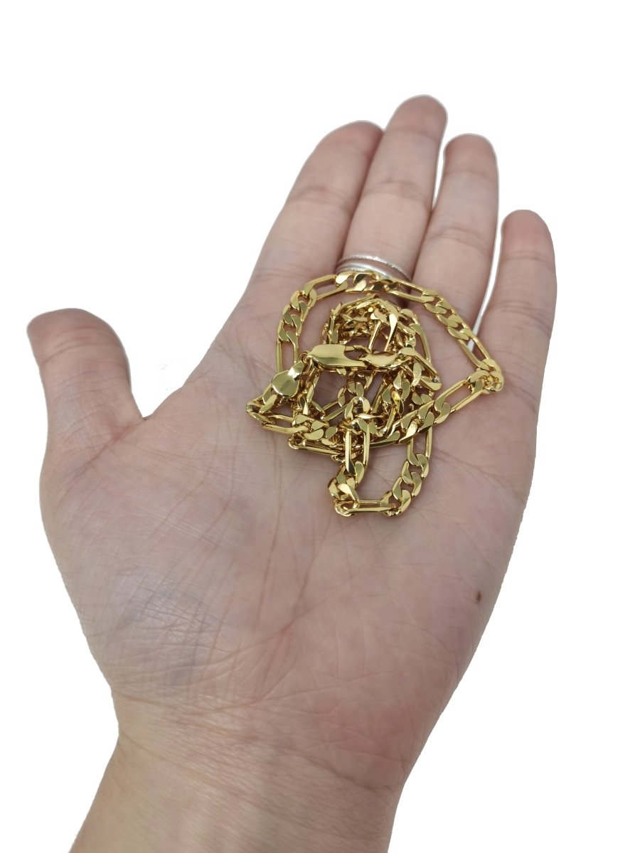 24K Gold Filled Figaro Chain Necklace, 17.8 inch Figaro Finished Necklace For Jewelry Making, 6mm Figaro Necklace w/ Lobster Clasps | CN-951 Clearance Pricing - DLUXCA