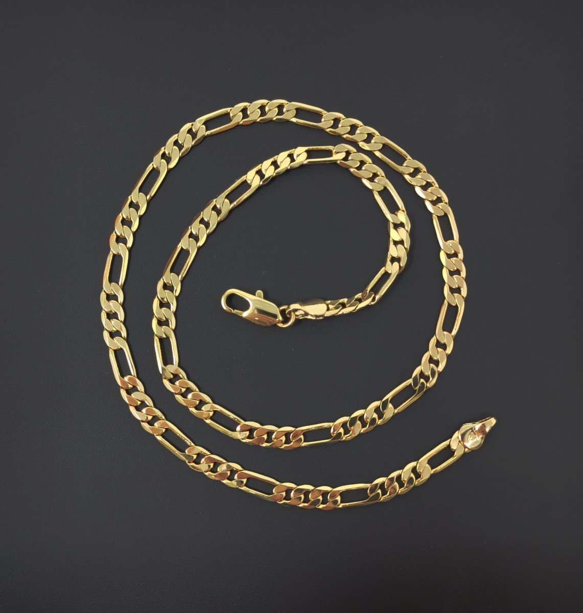 24K Gold Filled Figaro Chain Necklace, 17.8 inch Figaro Finished Necklace For Jewelry Making, 6mm Figaro Necklace w/ Lobster Clasps | CN-951 Clearance Pricing - DLUXCA