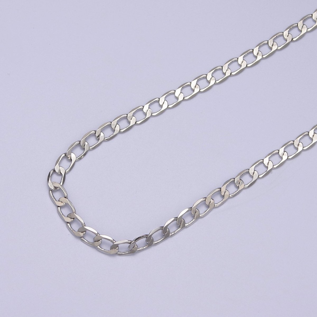 24K Gold Filled Figaro Curb Chain, 4mm Flat Curb Unfinished Chain in Gold & Silver For Jewelry Making | ROLL-666, ROLL-667 Clearance Pricing - DLUXCA