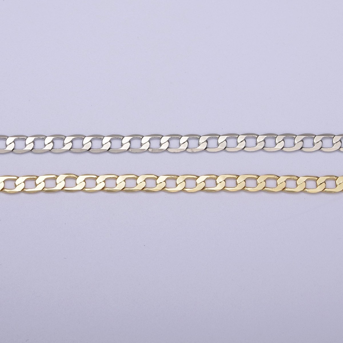 24K Gold Filled Figaro Curb Chain, Flat 3.5mm Width Figaro Unfinished Chain For Jewelry Making Supply Component | ROLL-688, ROLL-689 Clearance Pricing - DLUXCA