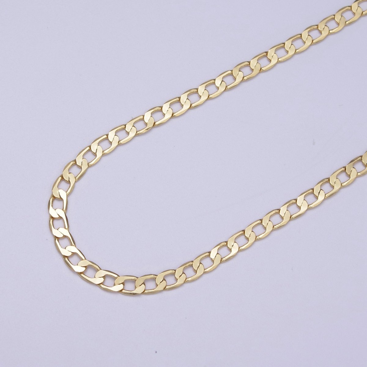 24K Gold Filled Figaro Curb Chain, Flat 3.5mm Width Figaro Unfinished Chain For Jewelry Making Supply Component | ROLL-688, ROLL-689 Clearance Pricing - DLUXCA