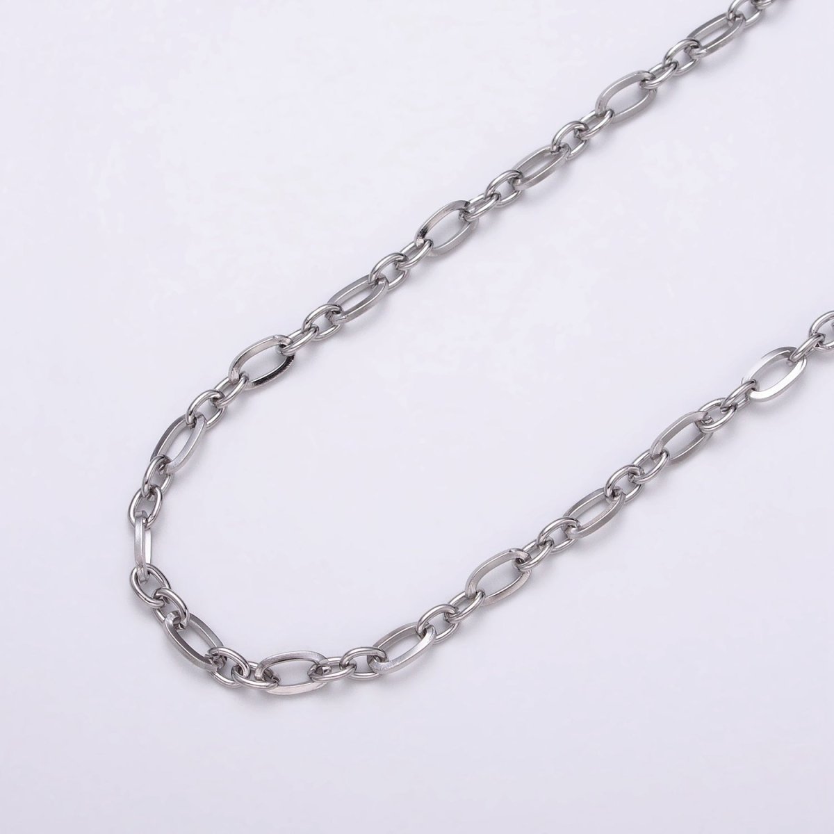 24K Gold Filled Figaro Long and Short Fancy Chain 3.5 mm Dainty Cable Link Unfinished Chain by Yard | ROLL-1295 ROLL-1296 Clearance Pricing - DLUXCA