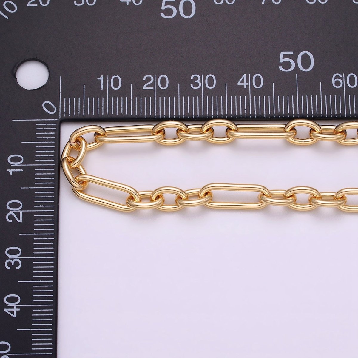 24K Gold Filled Figaro Long and Short Fancy Chain Bulk Gold, Silver Unfinished Chain | ROLL-1263 ROLL-1264 Clearance Pricing - DLUXCA