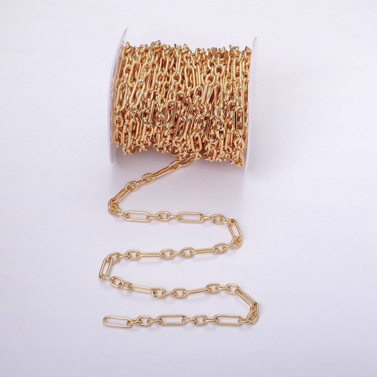 24K Gold Filled Figaro Long and Short Fancy Chain Bulk Gold, Silver Unfinished Chain | ROLL-1263 ROLL-1264 Clearance Pricing - DLUXCA