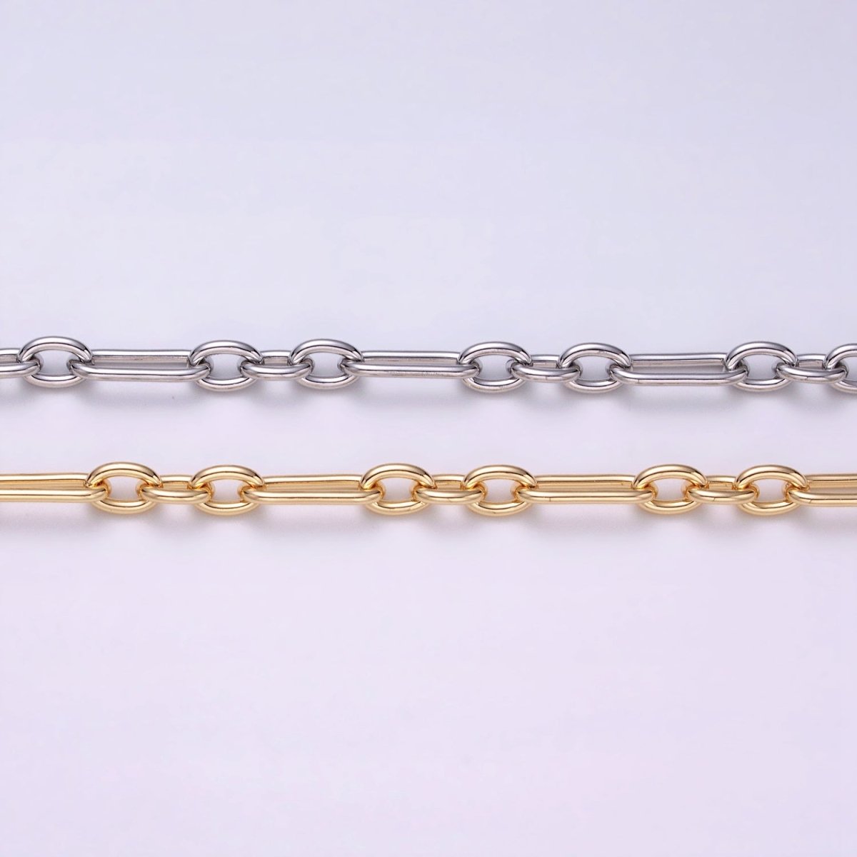 24K Gold Filled Figaro Long and Short Fancy Chain Bulk Gold, Silver Unfinished Chain | ROLL-1263 ROLL-1264 Clearance Pricing - DLUXCA