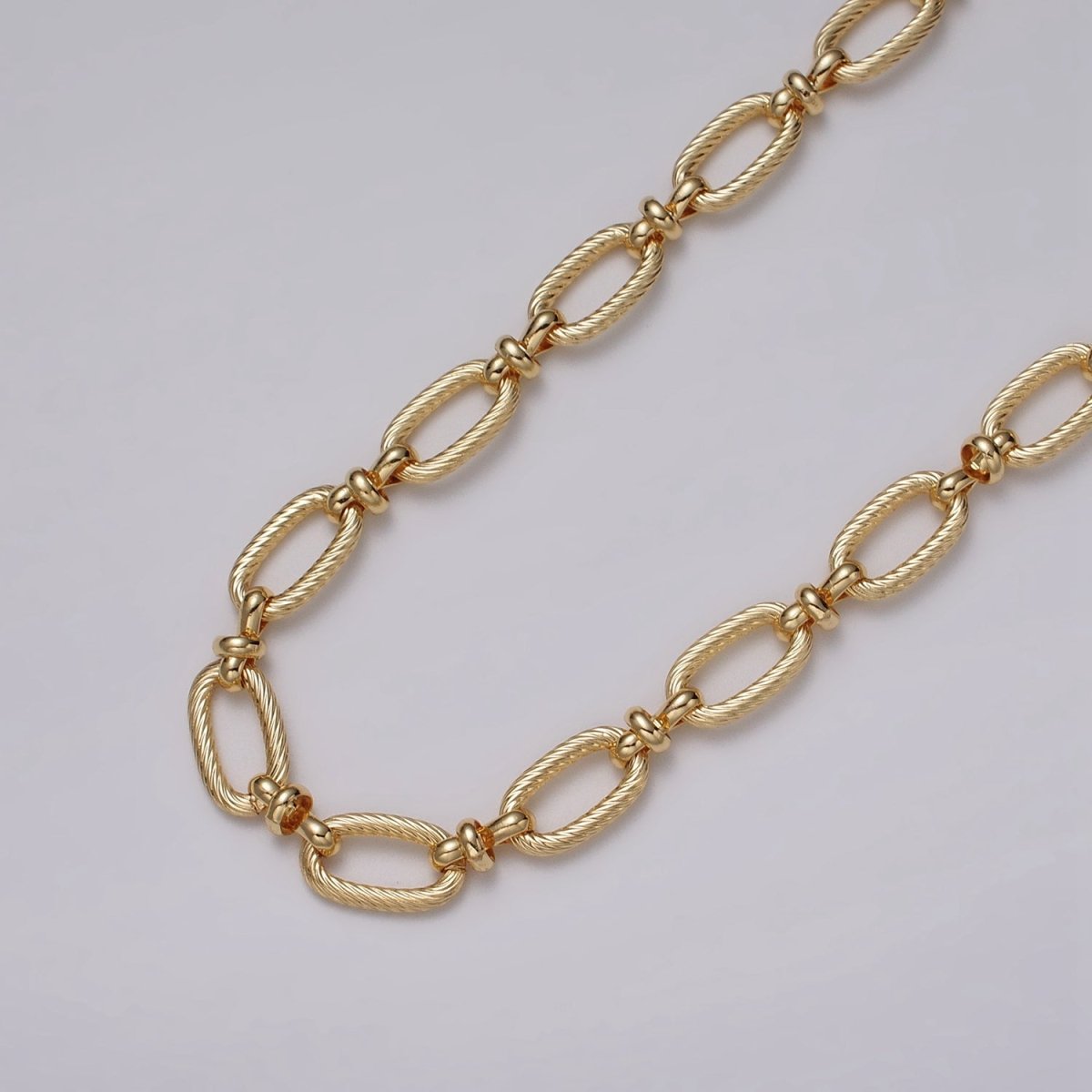 24k Gold Filled Figaro Long and Short Fancy Unfinished Chain in Gold & Silver | ROLL-1139 ROLL-1140 Clearance Pricing - DLUXCA
