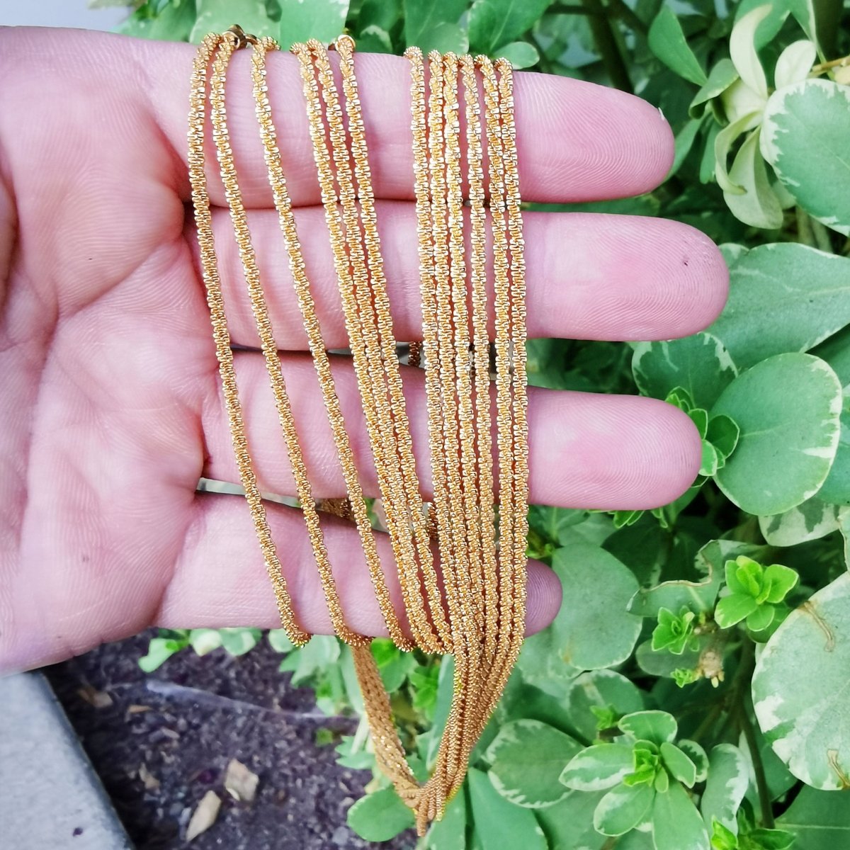 24K Gold Filled Finished Wheat Chain For Necklace Making, 23.9 inch Foxtail Chain Necklace, Dainty 1.9mm Foxtail Necklace w/ Lobster Clasps | CN-815 Clearance Pricing - DLUXCA