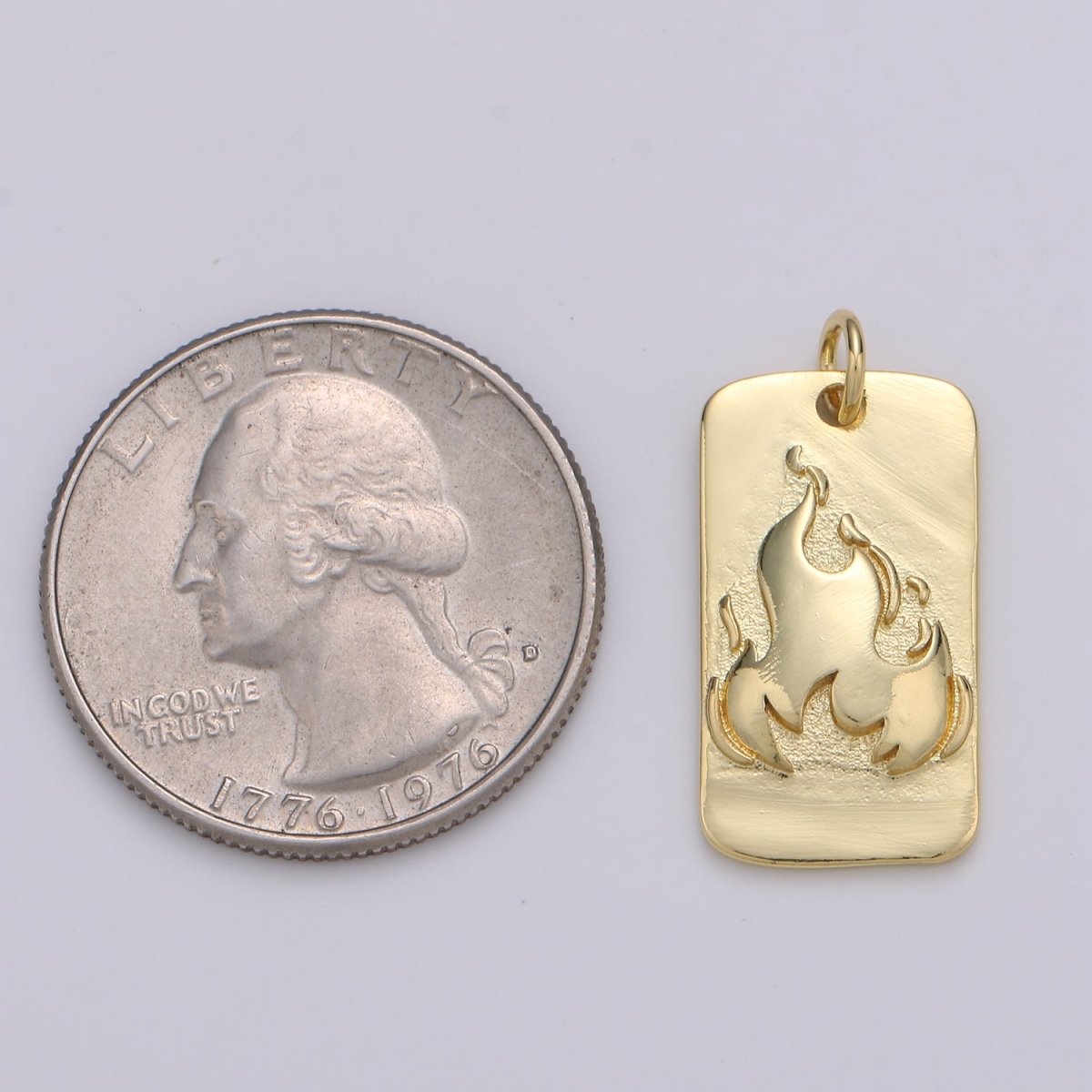 24K Gold Filled Fire Rectangle Charm D-926 - DLUXCA