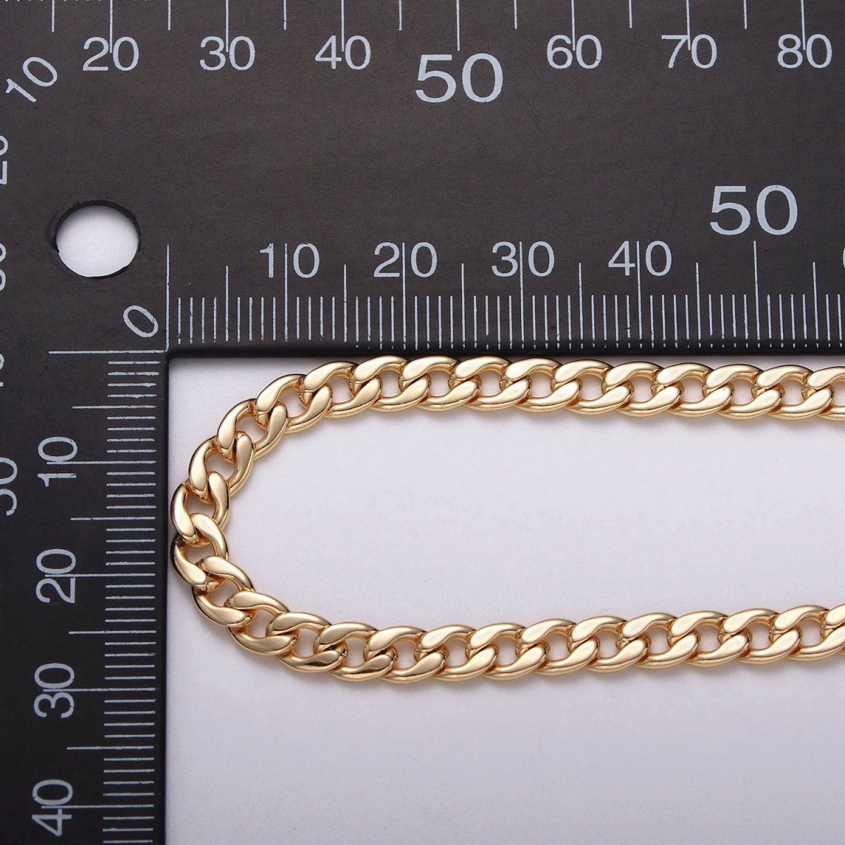 24k Gold Filled Flat Concave Curb 5mm Width Unfinished Chain by Yard in Gold & Silver | ROLL-1058, ROLL-1104 Clearance Pricing - DLUXCA