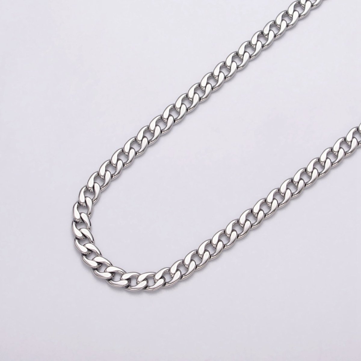 24k Gold Filled Flat Concave Curb 5mm Width Unfinished Chain by Yard in Gold & Silver | ROLL-1058, ROLL-1104 Clearance Pricing - DLUXCA