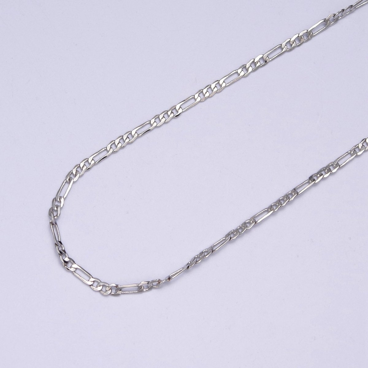 24K Gold Filled Flat Figaro Chain, Dainty 2mm Unfinished Chain in Gold & Silver For Jewelry Making | ROLL-670, ROLL-671 Clearnce Pricing - DLUXCA