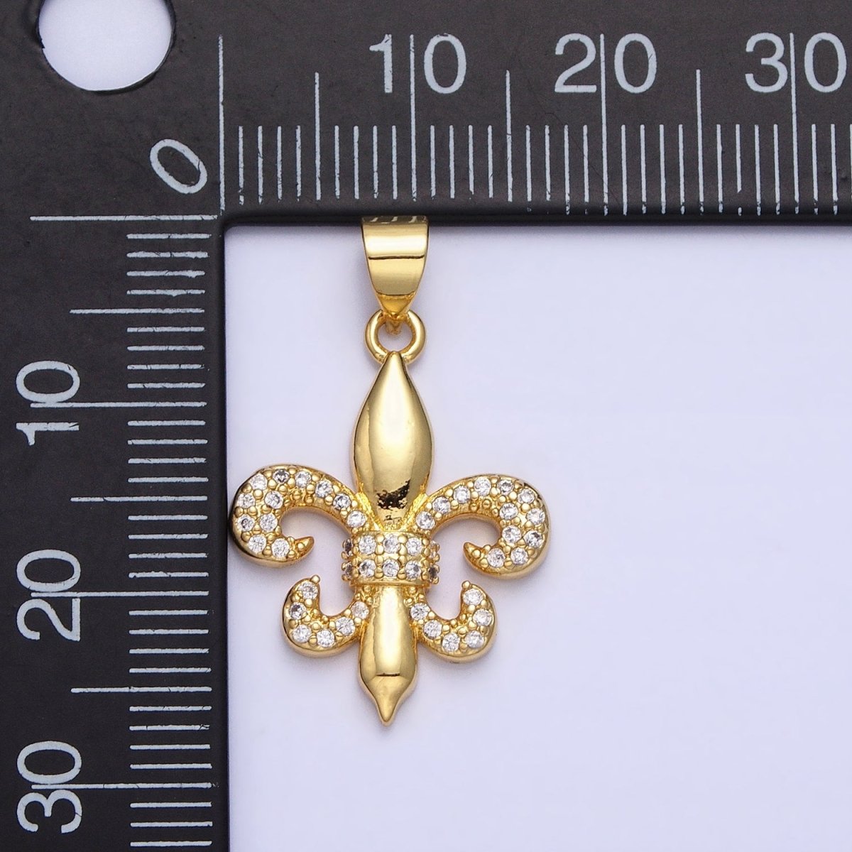 24K Gold Filled Fleur de Lis Pendant Cubic Saint New Orleans Football Team Logo Charm AA236 - DLUXCA