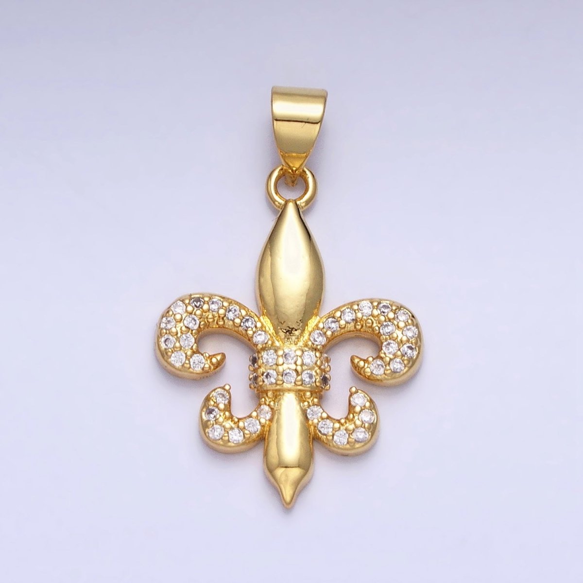 24K Gold Filled Fleur de Lis Pendant Cubic Saint New Orleans Football Team Logo Charm AA236 - DLUXCA
